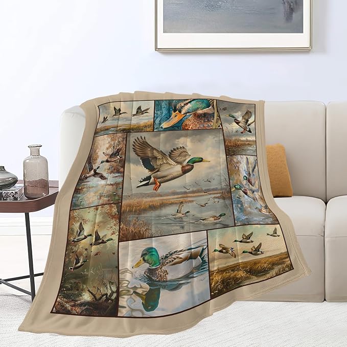 Wild Duck Blanket Mallard Ducks Throw Blanket Wildlife Flannel Stuff Merch Cozy - Image 6