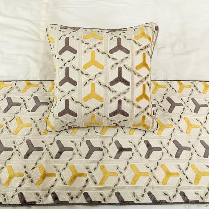 The HomeCentric King/Queen/Twin Grey & Yellow Designer Full 68"x18" Bed Runner - Image 6