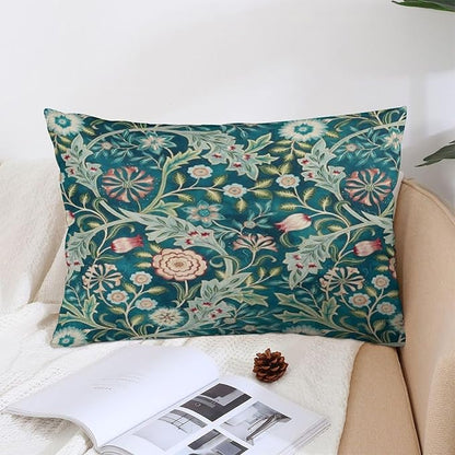 Teal Green Blue Vintage Floral Botanical William Morris Throw Pillow Covers - Image 4