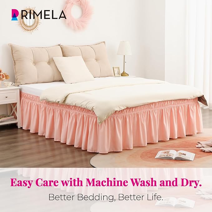 RIMELA Bed Skirt Queen Size 18 Inch Drop, Wrap Around Elastic Bedskirt Solid - Image 5