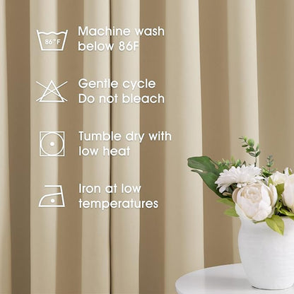 HOMEIDEAS Beige Blackout Curtains 52 X 84 Inch Bedroom Curtains 2 Panels Room - Image 6