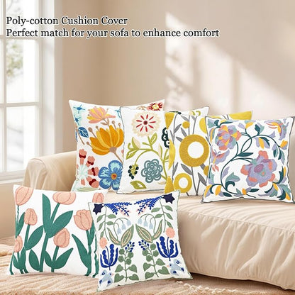 Embroidered Flower Pillow Cover Farmhouse Soft Pillowcase Aesthetic Design - Image 5