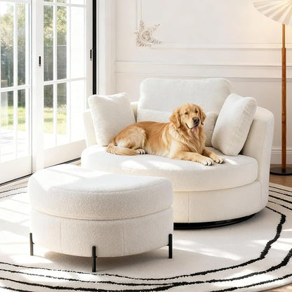 Aoiy & Wifon 50.2'' W Oversized Swivel Barrel Chair by AoiyWifon