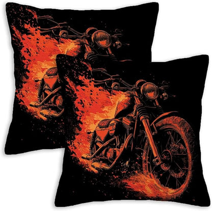 Motorcycle Throw Pillow Covers Set of 2 | 18x18 Inches Cushion Cases by Unknown