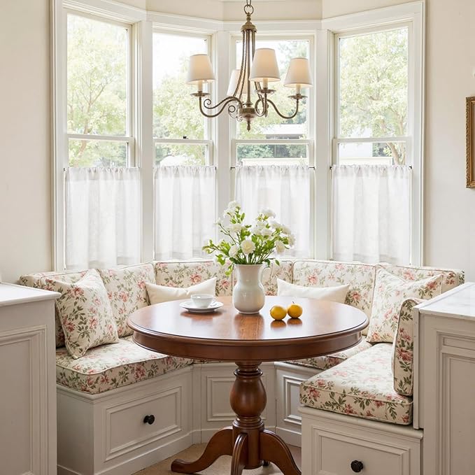 jinchan Kitchen Curtains Linen Tier Curtains 20 Inch Farmhouse Cafe Style - Image 2