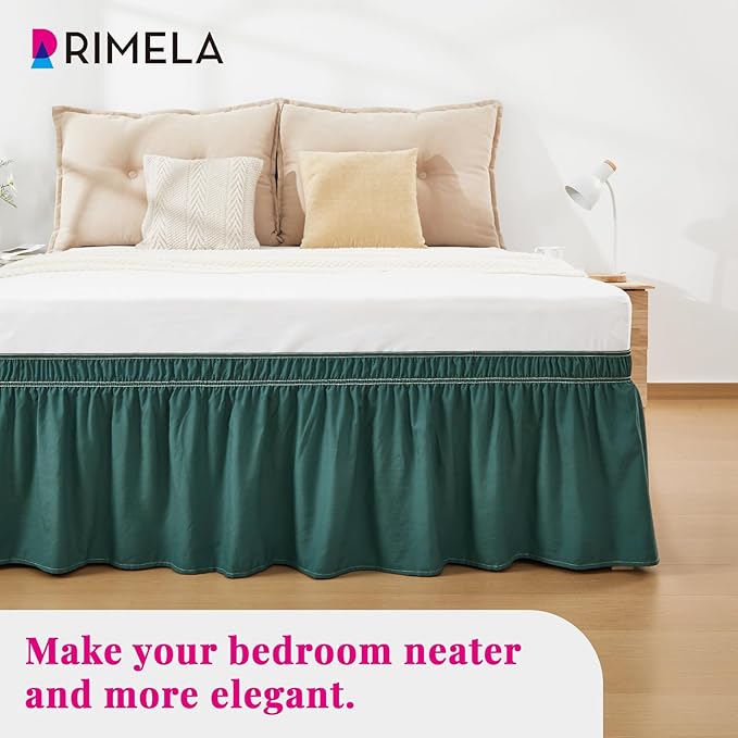 RIMELA Emerald Green Bed Skirt King Size 18 Inch Drop, Wrap Around Elastic - Image 8