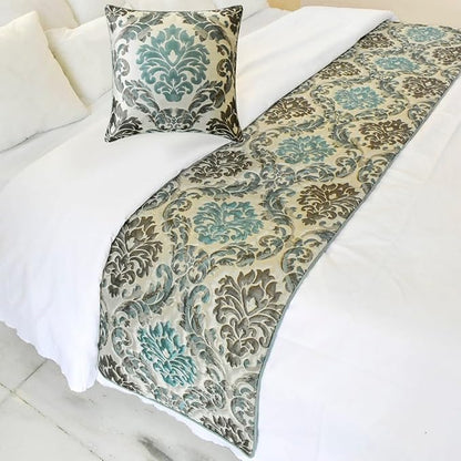 The HomeCentric King/Queen/Twin Blue Designer Queen 74"x18" Bed Runner by TheHomeCentric