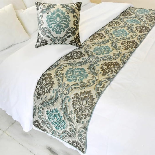 The HomeCentric King/Queen/Twin Blue Decorative King 90"x18" Bed Runner Without by TheHomeCentric