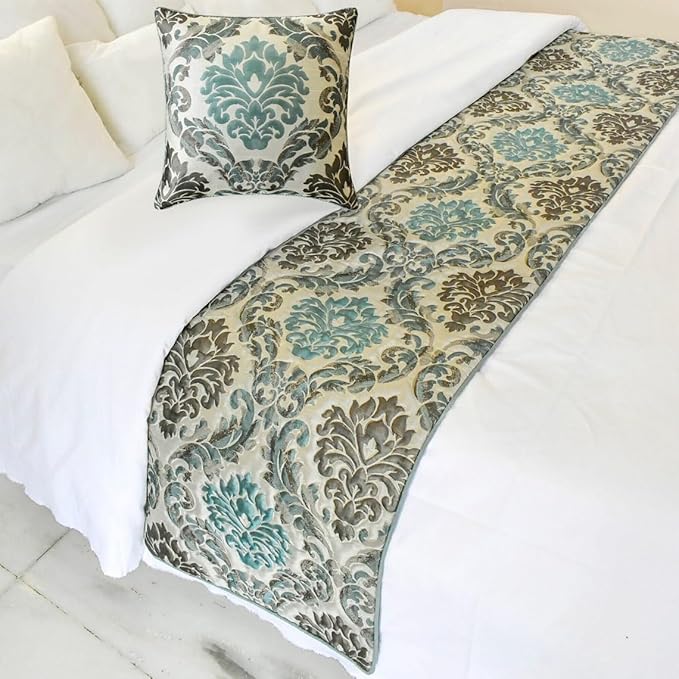The HomeCentric King/Queen/Twin Blue Decorative Twin 53"x18" Bed Runner Without by TheHomeCentric