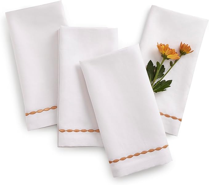 Home Ekaa Cotton Linen Dinner Napkins 20 x 20 Inch – White Cloth Napkins by HomeEkaa