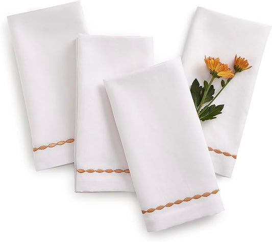 Home Ekaa Cotton Linen Dinner Napkins 20 x 20 Inch – White Cloth Napkins by HomeEkaa