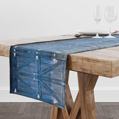 Barn Door Table Runner Farmhouse Vintage Rustic Wooden Countryside Kitchen - Image 2