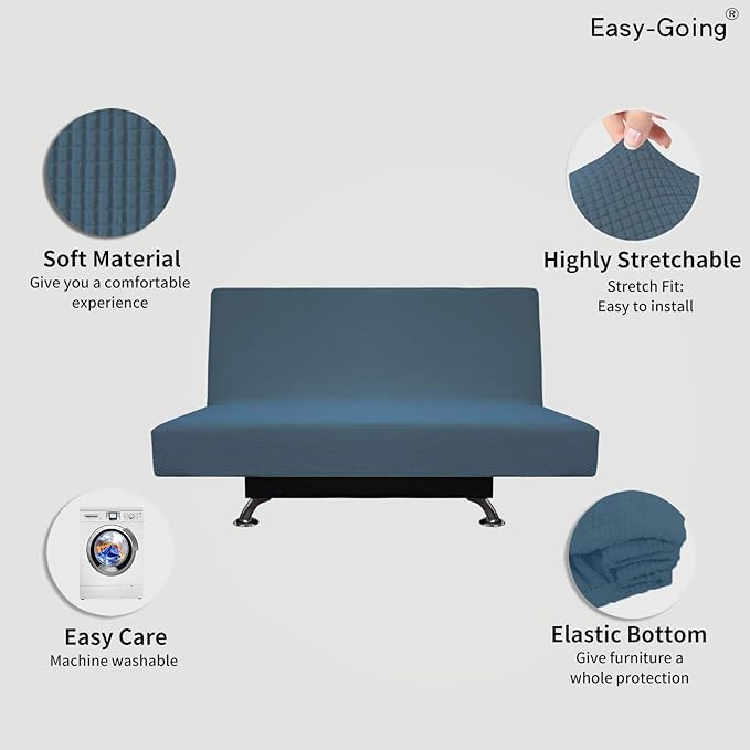 Easy-Going Stretch Futon Sofa Slipcover Armless Sofa Bed Cover Furniture - Image 3
