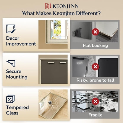 keonjinn brushed nickel bathroom mirrors for over sink showing dimensions