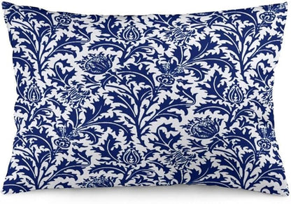 Thistle Damask Navy Blue and White William Morris Throw Pillow Covers 12x20 by Unknown