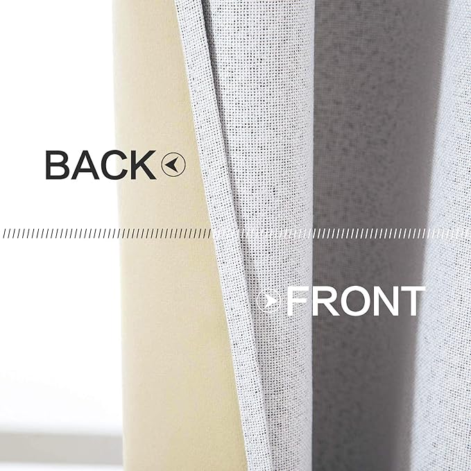 MIULEE Linen Texture Curtains for Bedroom Solid 100% Blackout Thermal Insulated - Image 6