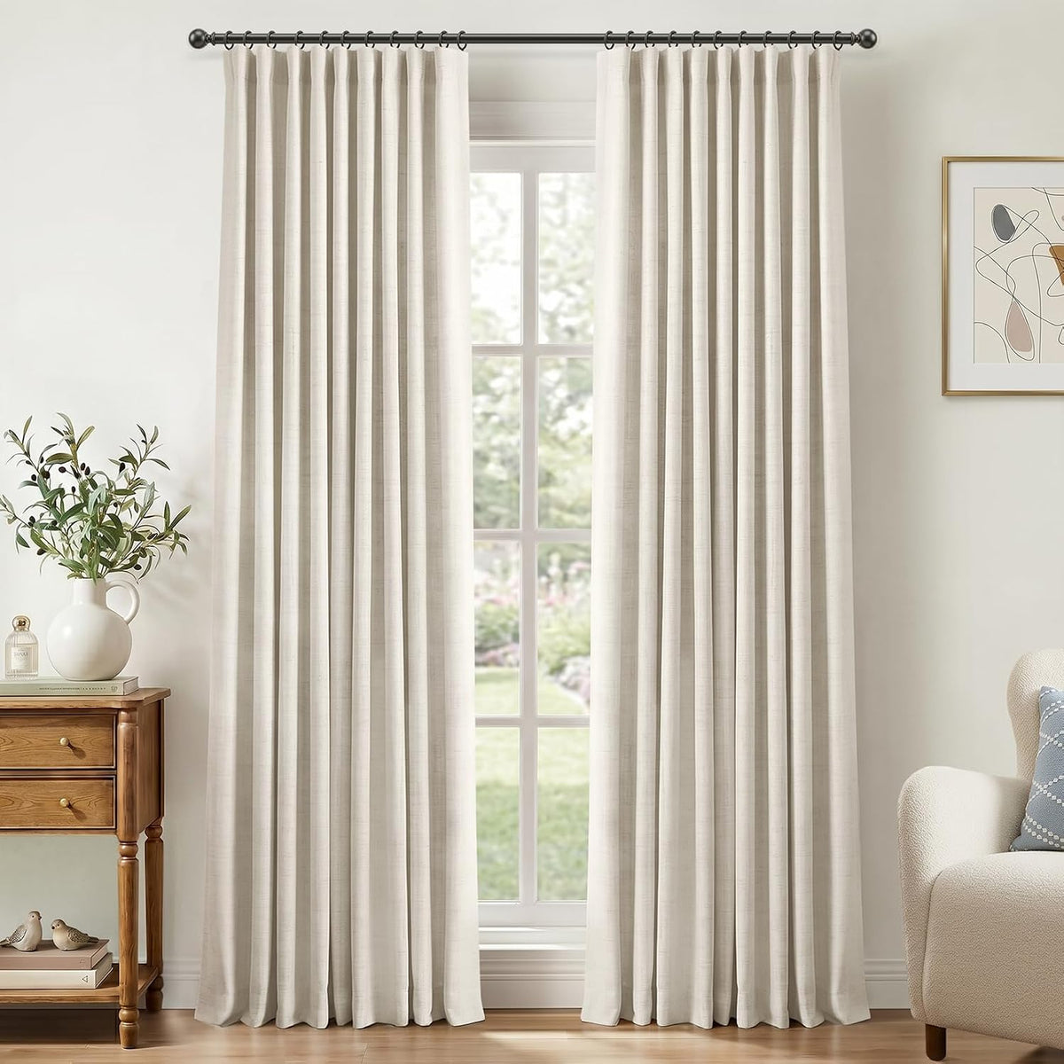 linen total blackout curtains for bedroom 84 inch, main product view