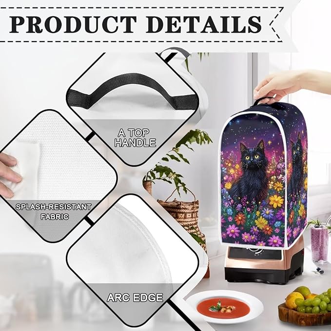 Talayituse Galaxy Cat Daisy Print Blender Dust Cover, Fingerprint Protection - Image 4