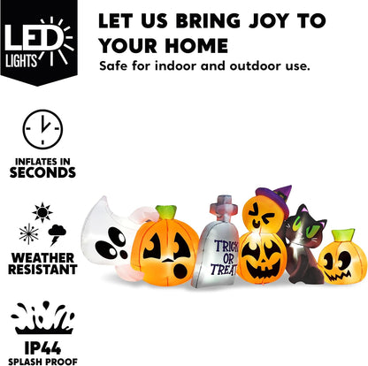 Joiedomi 8 FT Long Halloween Inflatables Outdoor Decoration, Halloween Blow Up Decorations Outside Inflatable Pumpkin Ghost Cat Tombstone with LEDs for Yard Decor