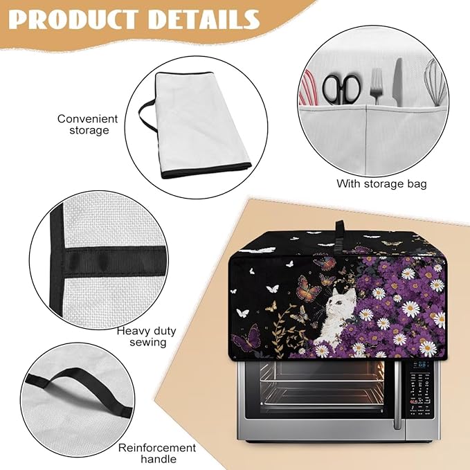 Toaster Oven Cover with Side Pockets, Dustproof Smart Microwave Convection Oven - Image 5