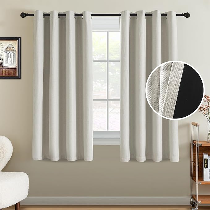 H.VERSAILTEX 90% Blackout Linen Curtains 63 Inches Long by HVERSAILTEX