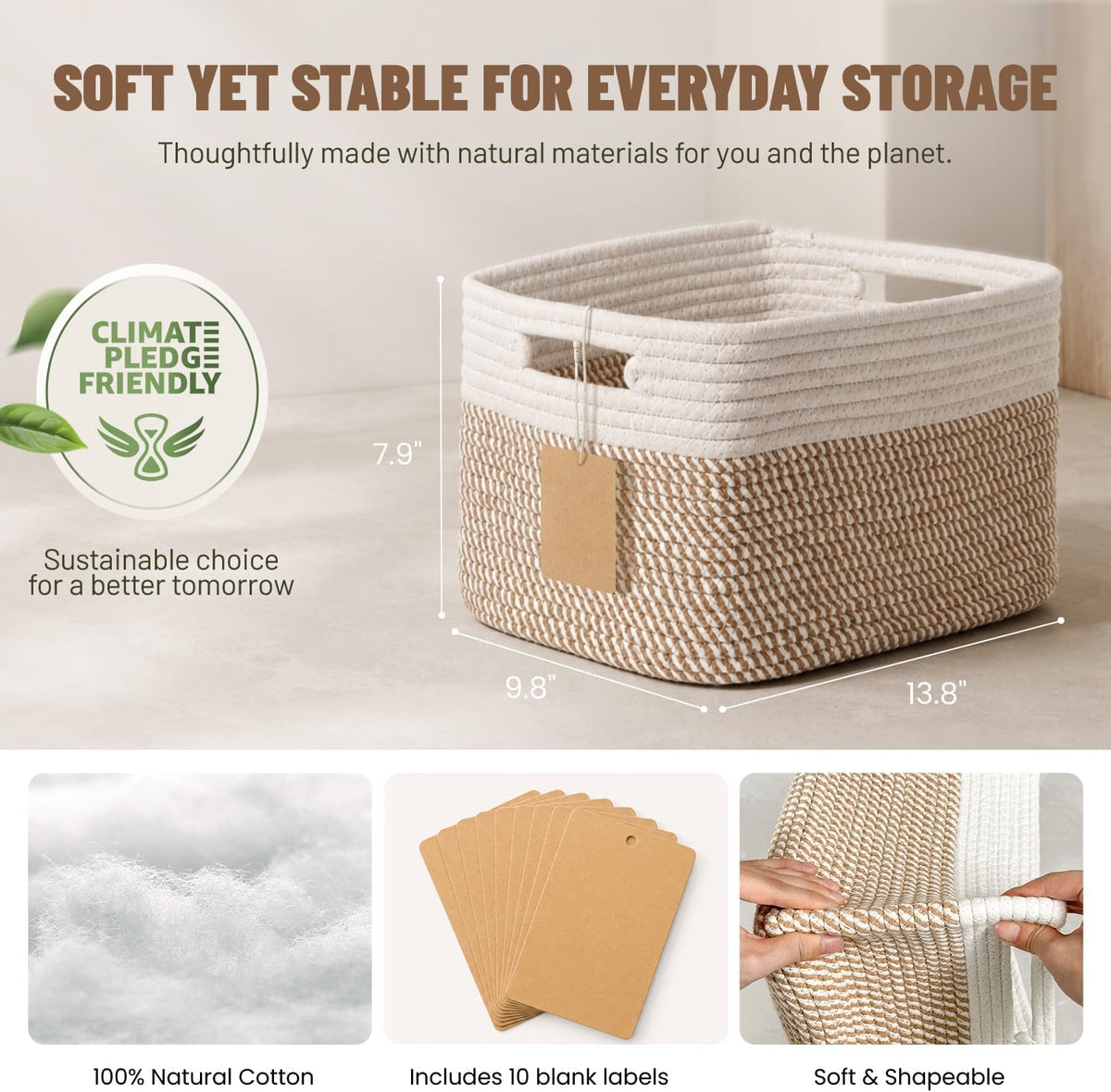 woven storage baskets, decorative storage bins for organizing, close-up detail