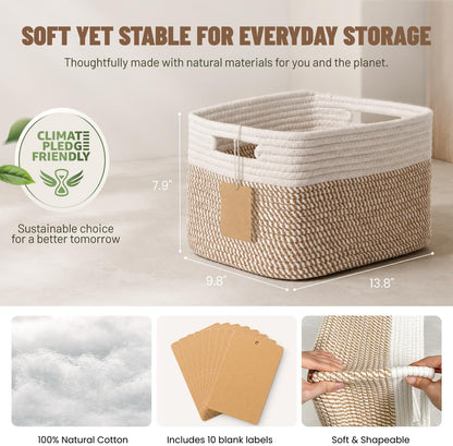 woven storage baskets, decorative storage bins for organizing, close-up detail