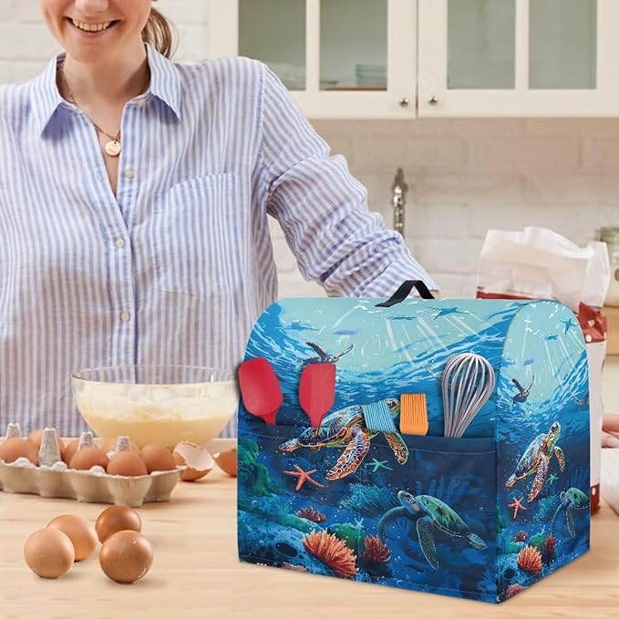 Sea Turtle Mixer Cover 4.5-5 Qt Stand Mixer Kitchen Aid Covers Counter Food - Image 5
