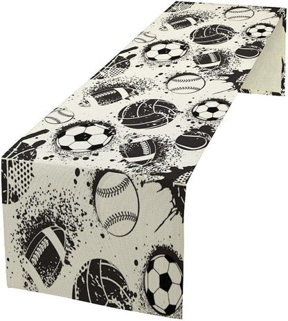 Football Table Runner Ball Black and White Colors Dark Grunge Sport Urban Game by moderw