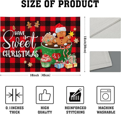 Giwawa Gingerbread Placemats Set of 4, Have A Sweet Christmas Red Black Buffalo - Image 4