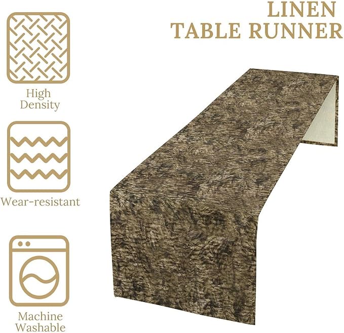Forest Tree Bark Table Runner, Retro Camo Rustic Country Old Trunk Wood Table - Image 6