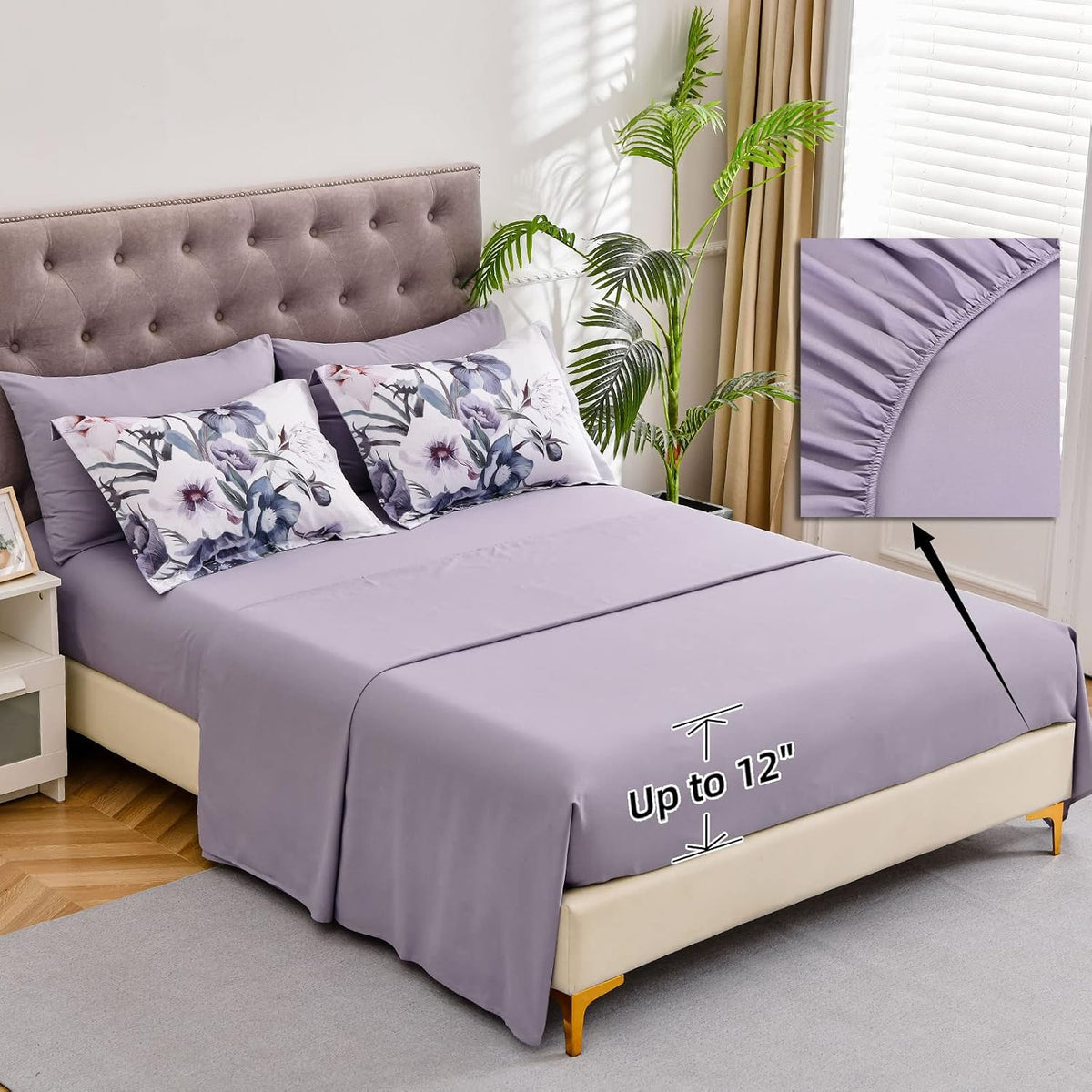 luxudecor floral comforter set full size 7 piece, side view