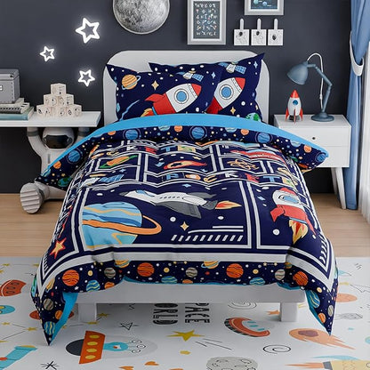 SANDJEST Space Bedding Twin for Boys, Ultra Soft Microfiber Comforter Bed Set - Image 4