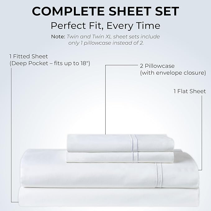 100% Natural Cotton Bed Sheets | 500 TC Single-Ply Sateen Weave King Size - Image 3