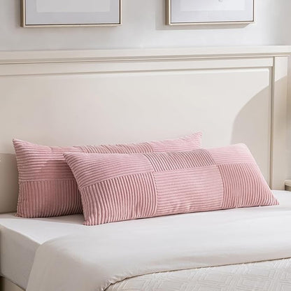 Fancy Homi Set of 2 Blush Pink Boho Long Lumbar Body Decorative Throw Pillow by Fancy+Homi