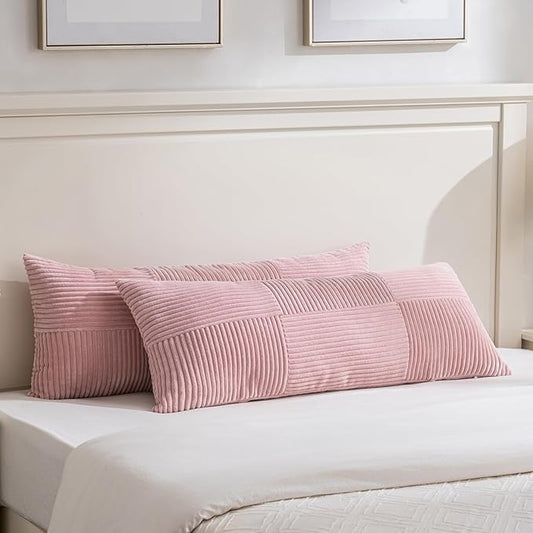 Fancy Homi Set of 2 Blush Pink Boho Long Lumbar Body Decorative Throw Pillow by Fancy+Homi