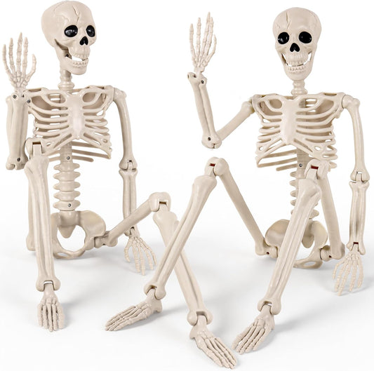 DWTS 2 Pack 36" Skeletons for Halloween - 3 Ft Life Size Human Skeleton with Full Body Movable Joints, Halloween Decorations Outdoor, Halloween Decor for Yard Patio Lawn Garden