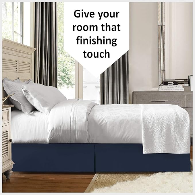 Bed Skirt - 100% Cotton 800 Thread Count Box Pleated Bed Skirt - Luxury Pleated - Image 4