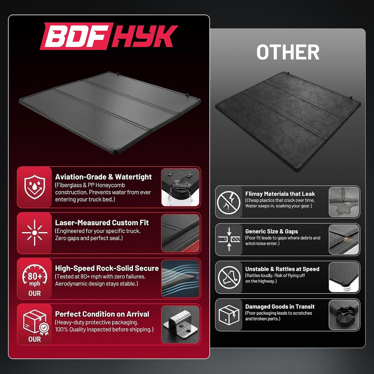 bdfhyk tri-fold truck bed tonneau cover for nissan, view 9