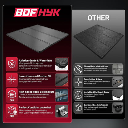 bdfhyk tri-fold truck bed tonneau cover for nissan, view 9