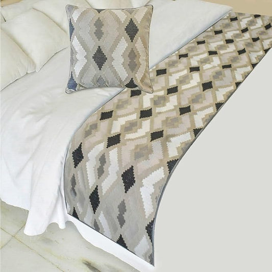 The HomeCentric King/Queen/Twin Beige Decorative Bed Runner Full 68"x18" Bed by TheHomeCentric
