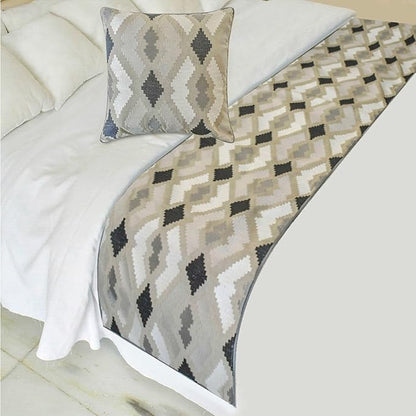 The HomeCentric King/Queen/Twin Beige Decorative Bed Runner CA King 86"x18" Bed by TheHomeCentric