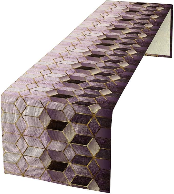 Purple Modern Marble Table Runner by ShiTingYu