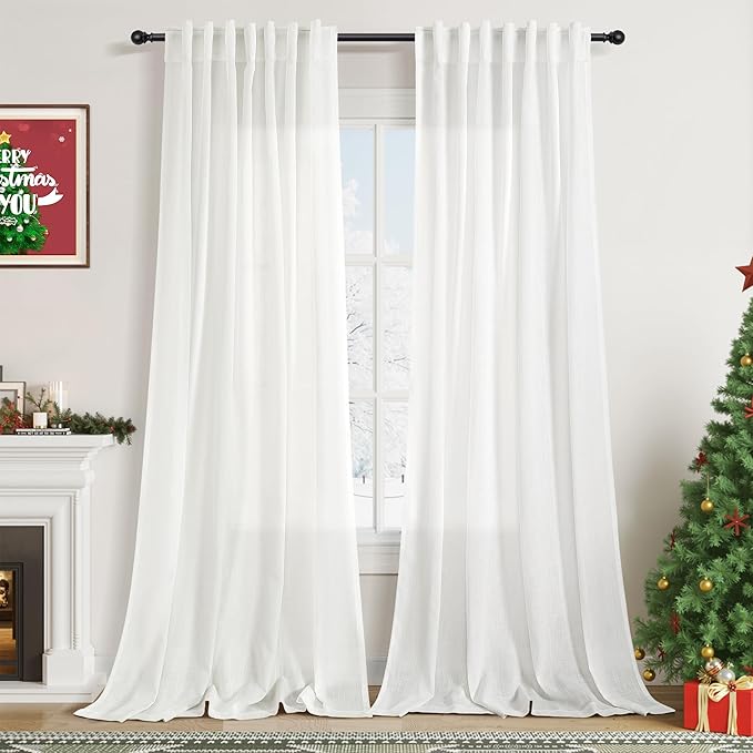 Semi Sheer Linen Curtains 120 Inches Long by Nanspring
