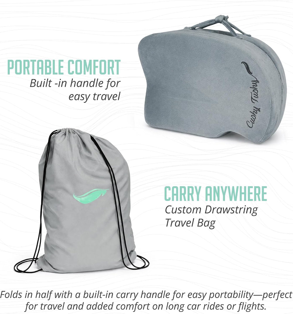 Cushy Tushy Premium Foldable Travel Seat Cushion - for Relief of Lower Back, ...