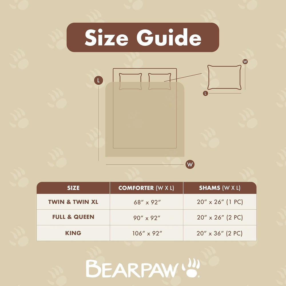 BEARPAW Jasper Queen Faux Fur Comforter Set, 3-Piece, Ivory