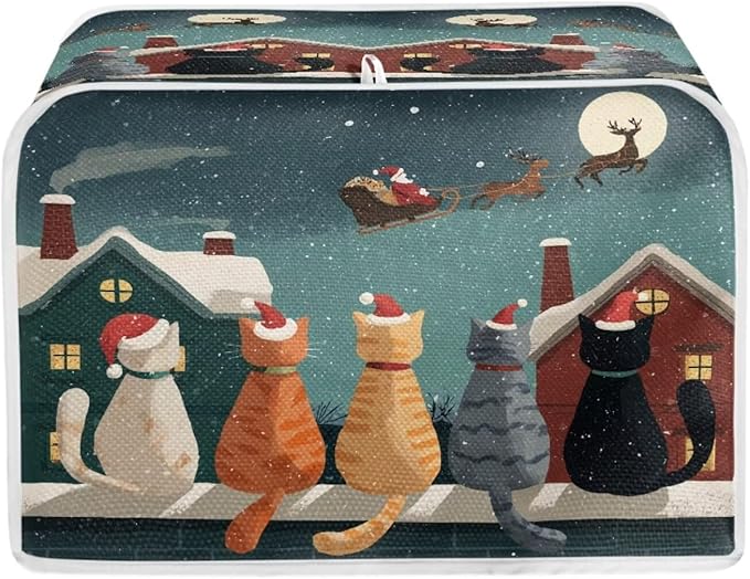 Christmas Cat Printed Toaster Oven Cover by Baxinh