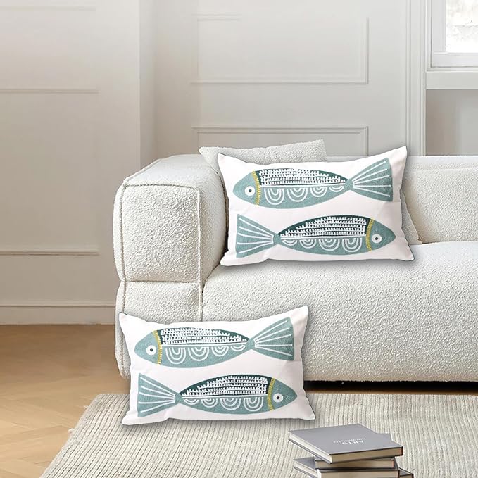 2 PCS Embroidered Throw Pillow Cover Cotton Decorative Rectangle Cushion Cases - Image 3