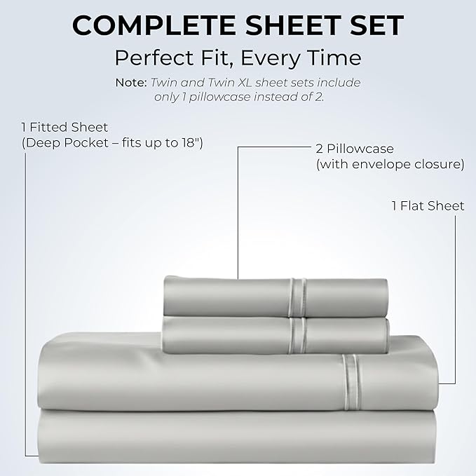 100% Natural Cotton Bed Sheets | 500 TC Single-Ply Sateen Weave King Size - Image 3