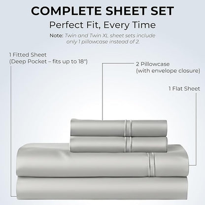 100% Natural Cotton Bed Sheets | 500 TC Single-Ply Sateen Weave Full Size - Image 3